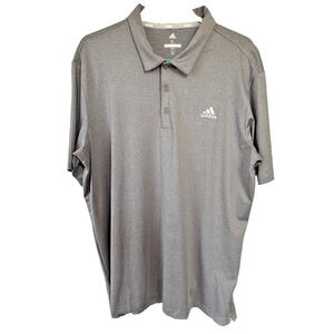 Mens Large Gray Adidas Golf Polo Short Sleeve Shirt XL White Logo